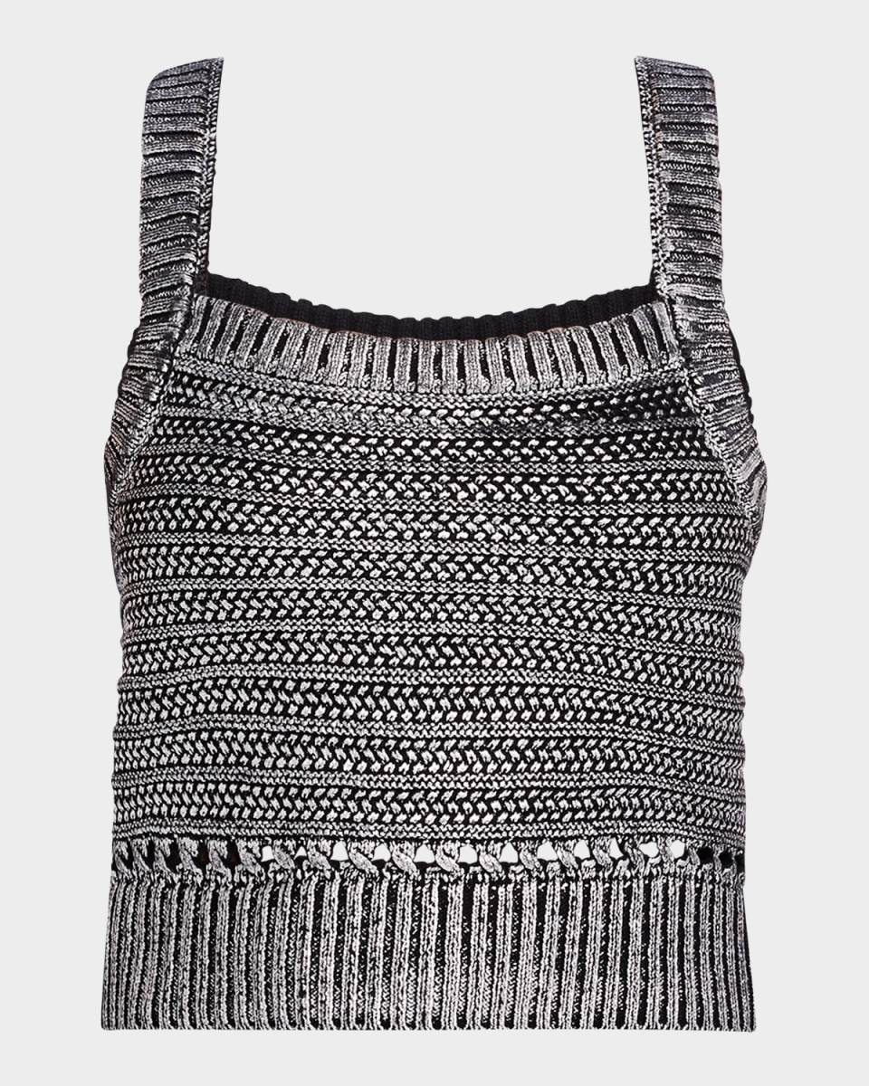 Daisy Cropped Metallic Knit Tank Top